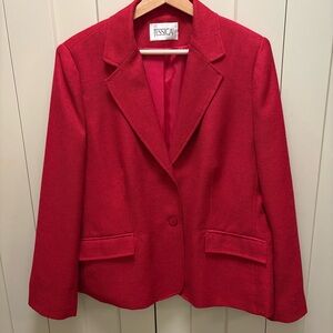 Vintage Jessica Linen Blend Red Women's Single-Button Blazer-Size 14